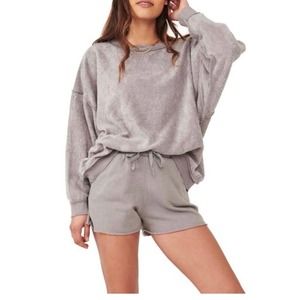 FREE PEOPLE Intimately Kelly Lounge Set Grey Cozy Fuzzy XS